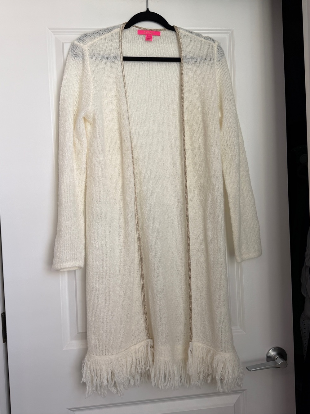 Lilly Pulitzer Yana Cardigan Coconut with Gold Trim